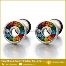 Bijoux chirurgical Rainbow Crystal Fake Plug d’oreille en acier inox 316L